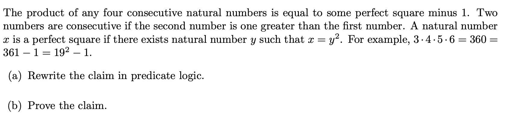 Solved The Product Of Any four Consecutive Natural Numbers Chegg