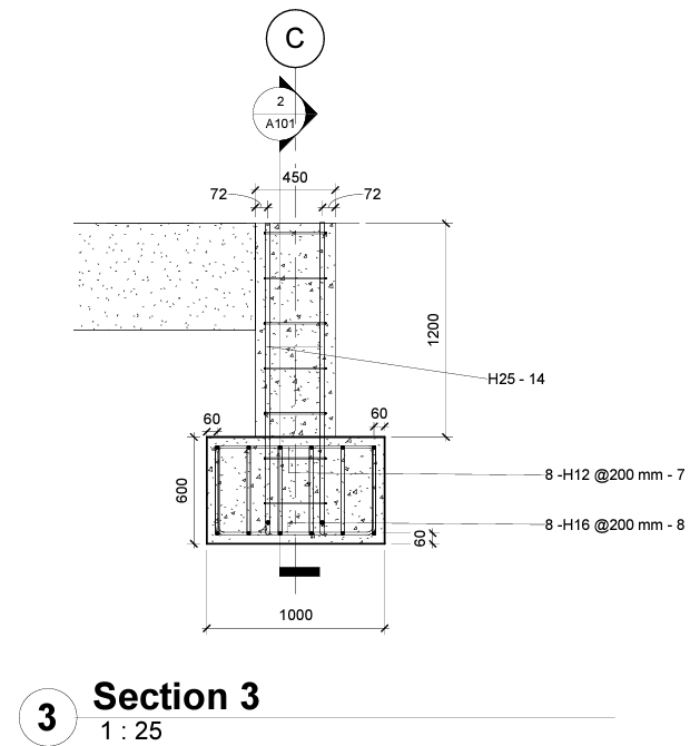 pad foundation cross section