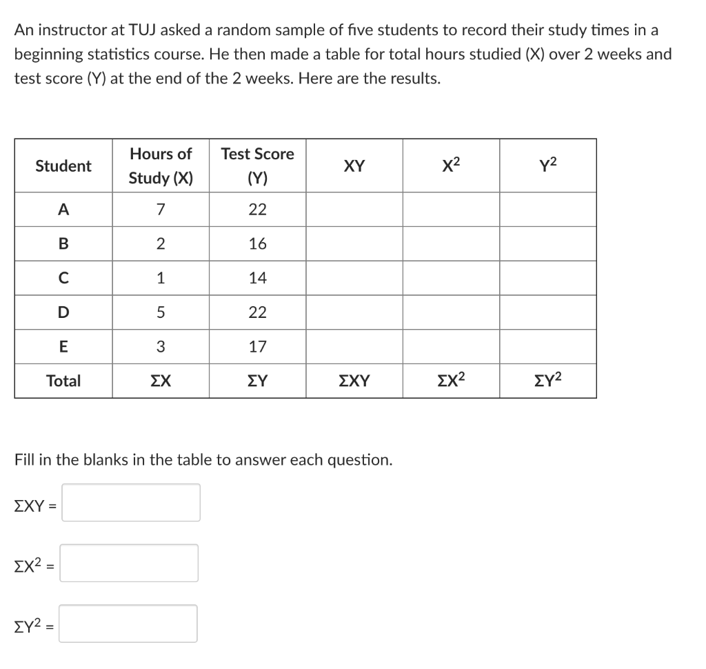 Solved An instructor at TUJ asked a random sample of five | Chegg.com