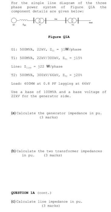 Solved For the single line diagram of the three phase power | Chegg.com