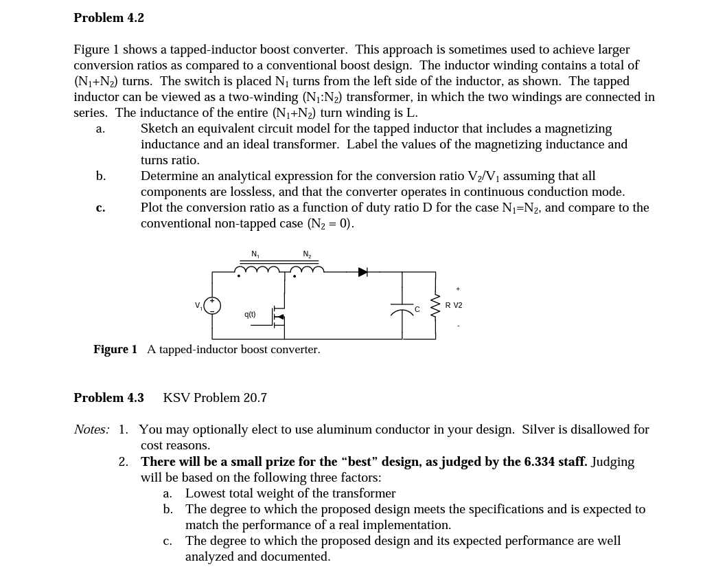 Solved Figure 1 shows a tapped-inductor boost converter. | Chegg.com