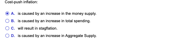 Solved Cost-push inflation: A. is caused by an increase in | Chegg.com