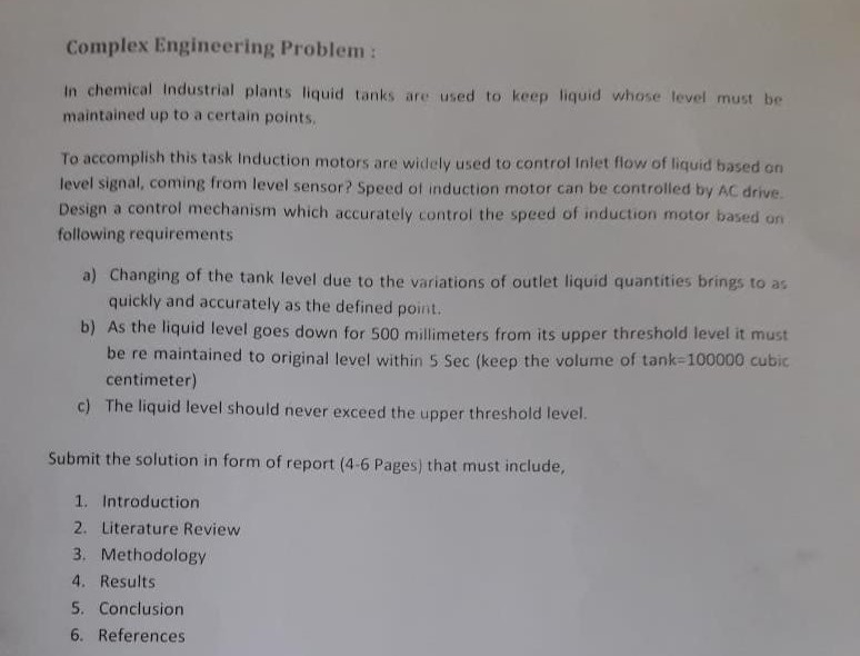 Solved Complex Engineering Problem: In chemical Industrial | Chegg.com