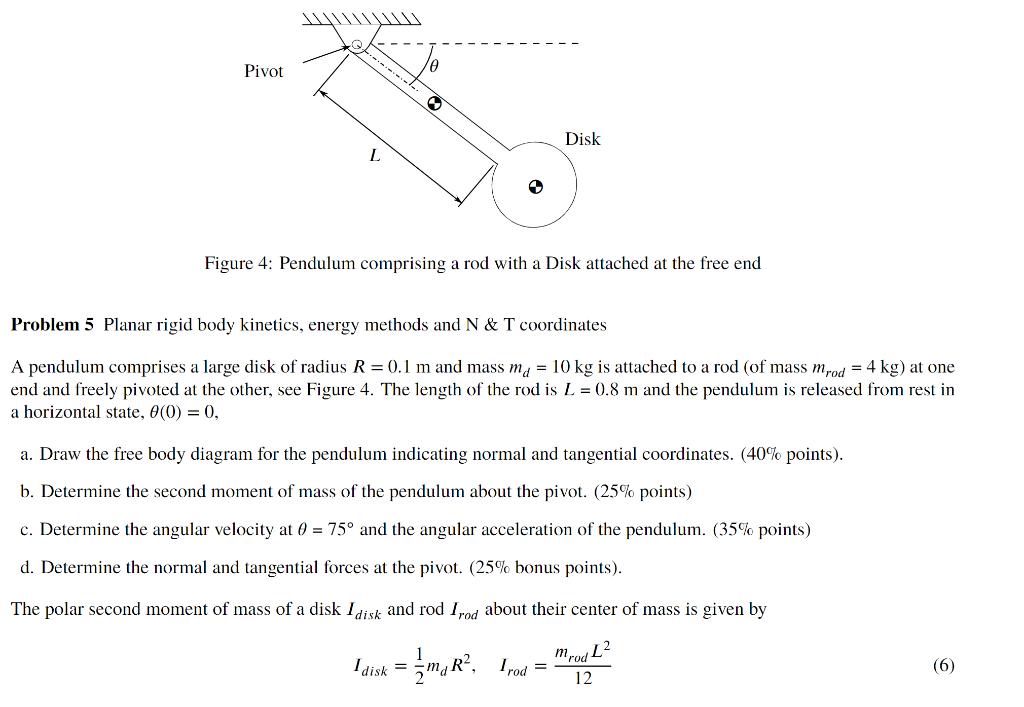 Solved Figure 4: Pendulum comprising a rod with a Disk | Chegg.com