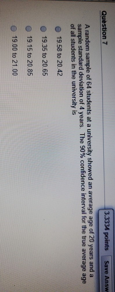 Solved Quèstion 7 3.3334 points Save Answ A random sample of | Chegg.com