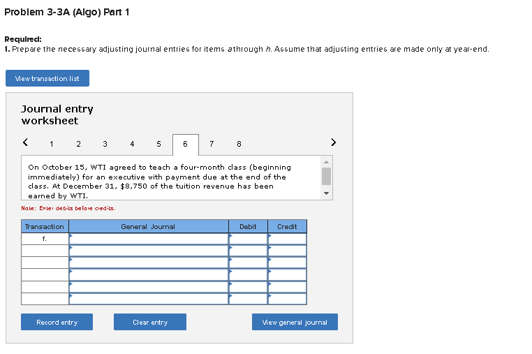Solved Required Information Problem 3-3A (Algo) Preparing | Chegg.com