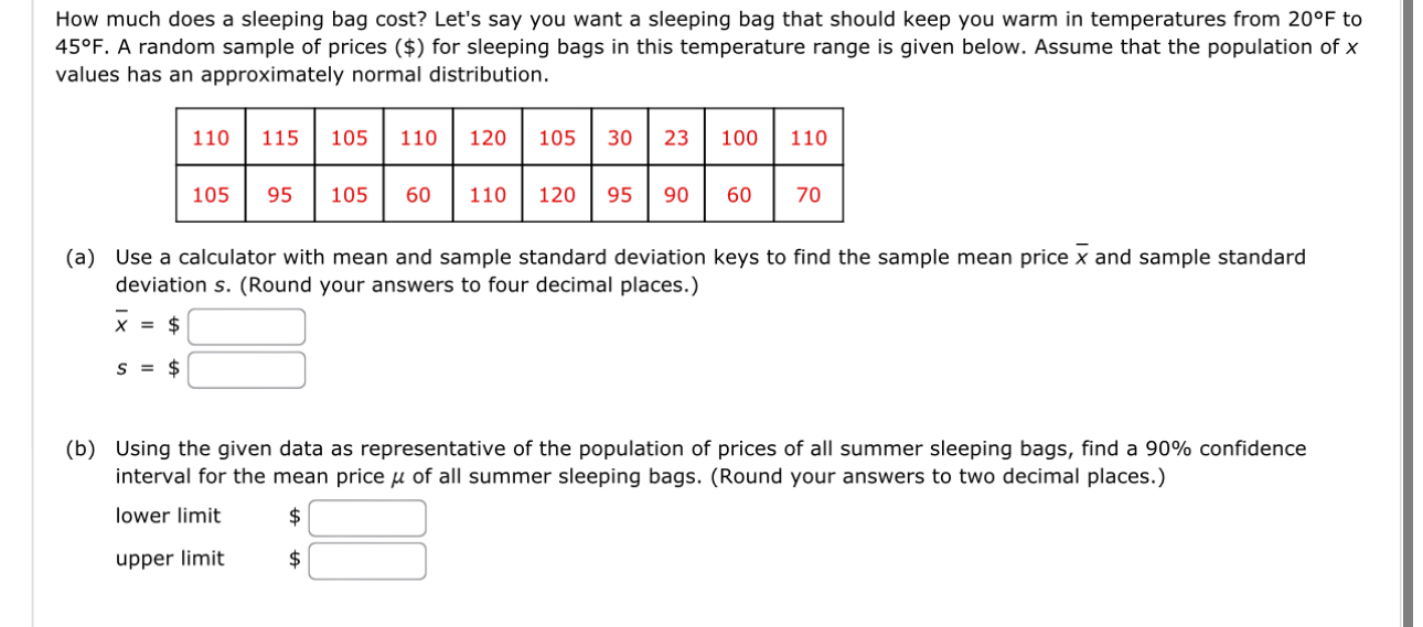 Solved How much does a sleeping bag cost? Let's say you want