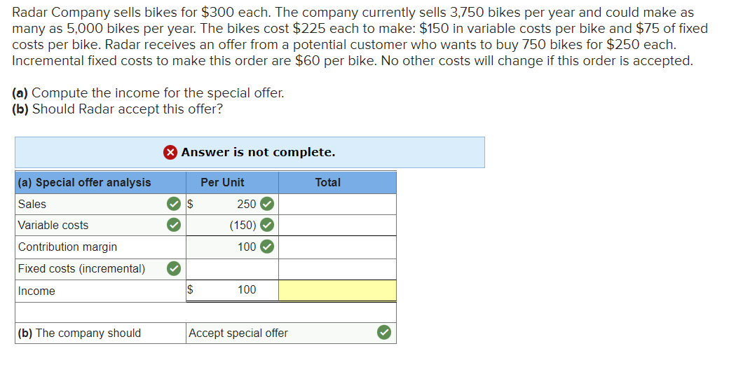 Solved Radar Company sells bikes for 300 each. The company