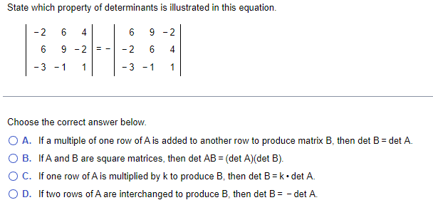 Solved State which property of determinants is illustrated | Chegg.com