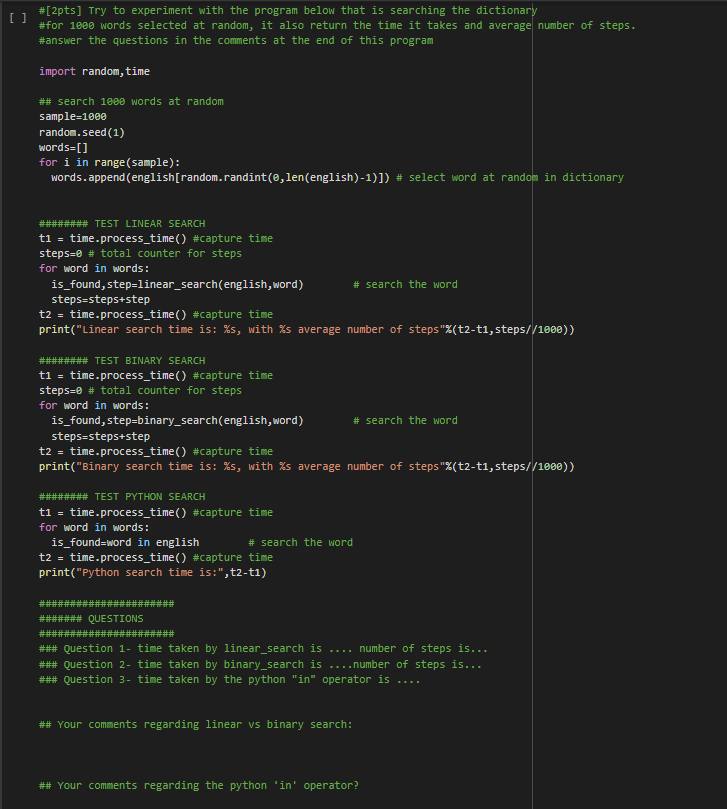 Solved Complete the following in Python: Part II: Sorted | Chegg.com