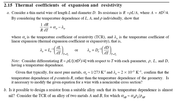 Solved 2.15 Thermal coefficients of expansion and | Chegg.com