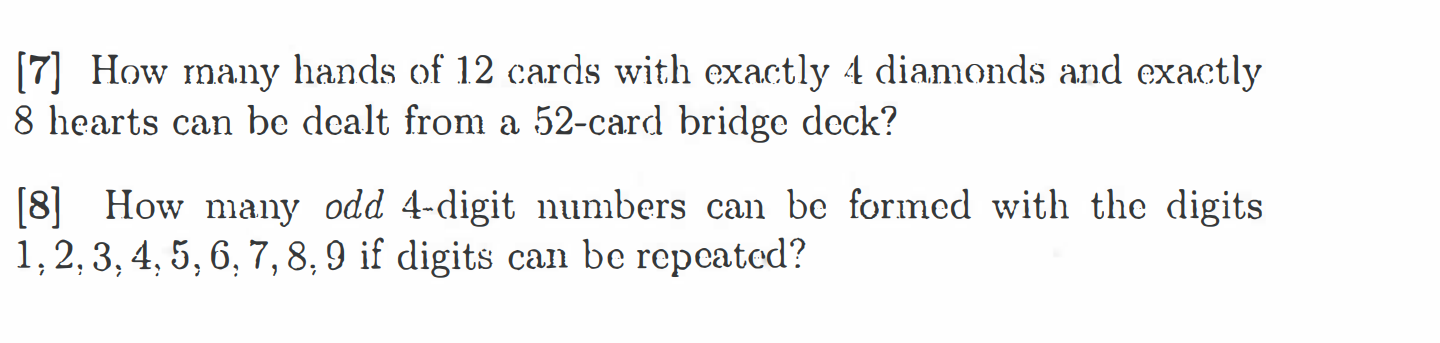 Solved [7] How rnany hands of 12 cards with exactly 4 | Chegg.com