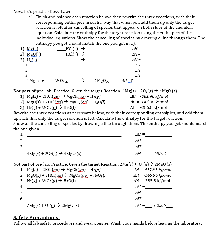 Solved Experiment 8: Heat Of Combustion Of Magnesium 