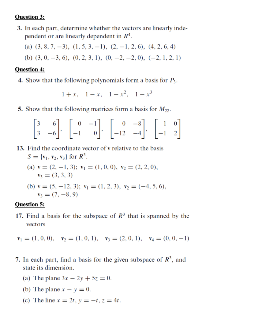 Solved Question 3 3 In Each Part Determine Whether The Chegg Com