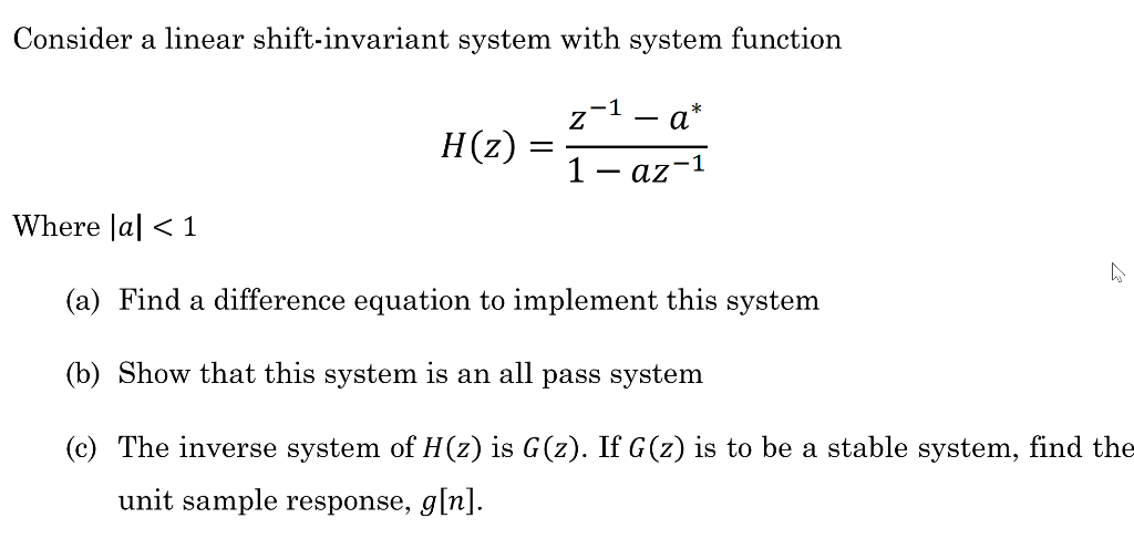 Solved Consider a linear shift-invariant system with system | Chegg.com