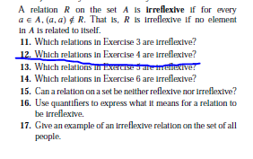 Solved A relation R on the set A Is Irreflexive if for every | Chegg.com