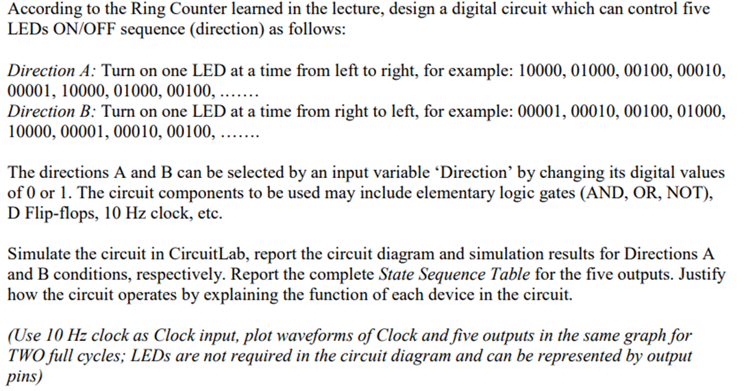 Solved According to the Ring Counter learned in the lecture, | Chegg.com