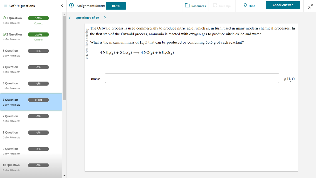 Solved The Ostwald Process Is Used Commercially To Produce Chegg