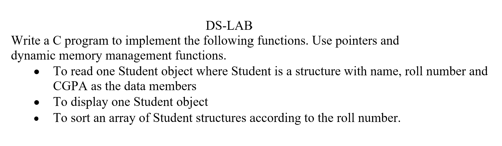 Solved DS-LAB Write a C program to implement the following | Chegg.com