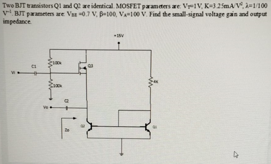 Solved Two BJT Transistors Q1 And Q2 Are Identical. MOSFET | Chegg.com