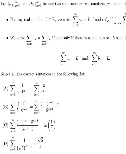 Solved Let An A O And Bn N O Be Any Two Sequences Of Re Chegg Com