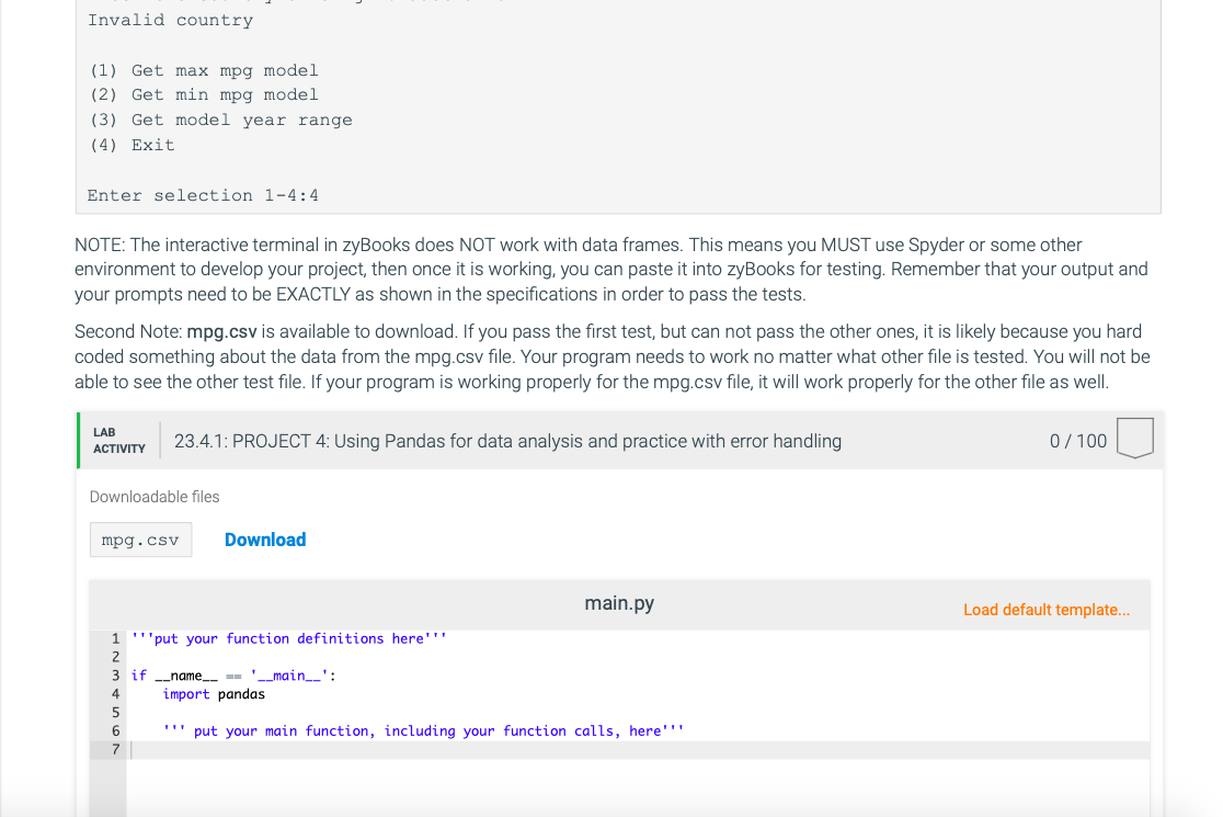 Solved 23.4 PROJECT 4: Using Pandas for data analysis and | Chegg.com