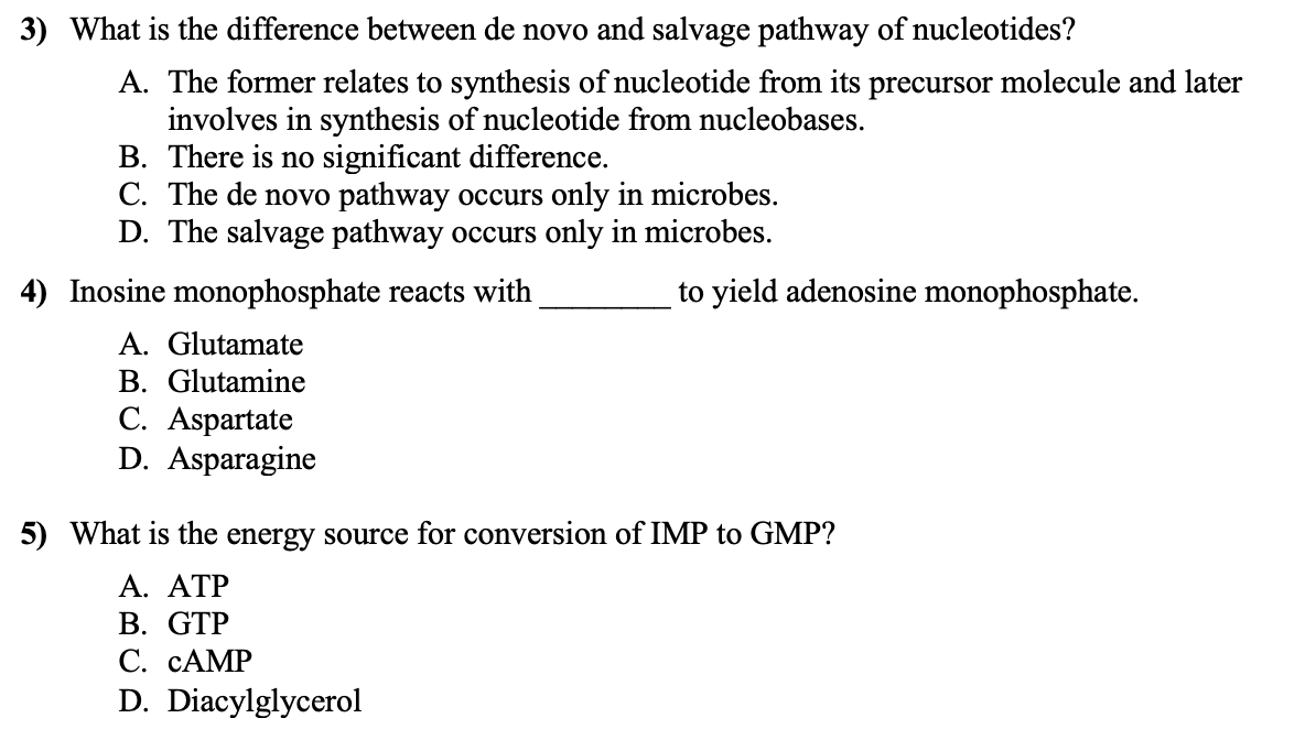 Solved 3) What is the difference between de novo and salvage | Chegg.com