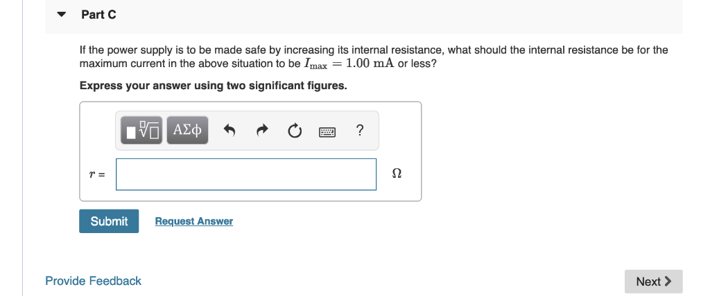 Solved Part C If the power supply is to be made safe by | Chegg.com