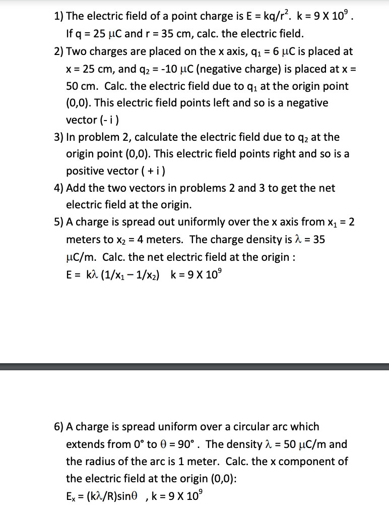 Solved 1) The electric field of a point charge is E = kq/r?. | Chegg.com