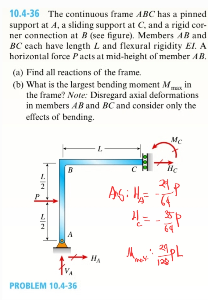 Continuous Frame 10.4-36 The continuous frame \( A B C \) has a | Chegg.com