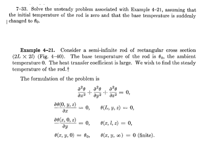Solved 7-33. Solve the unsteady problem associated with | Chegg.com