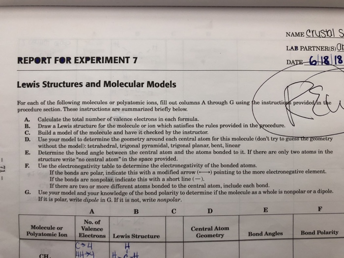 Solved NAME Crusol S LAB PARTNERS O REPORT FOR EXPERIMENT...