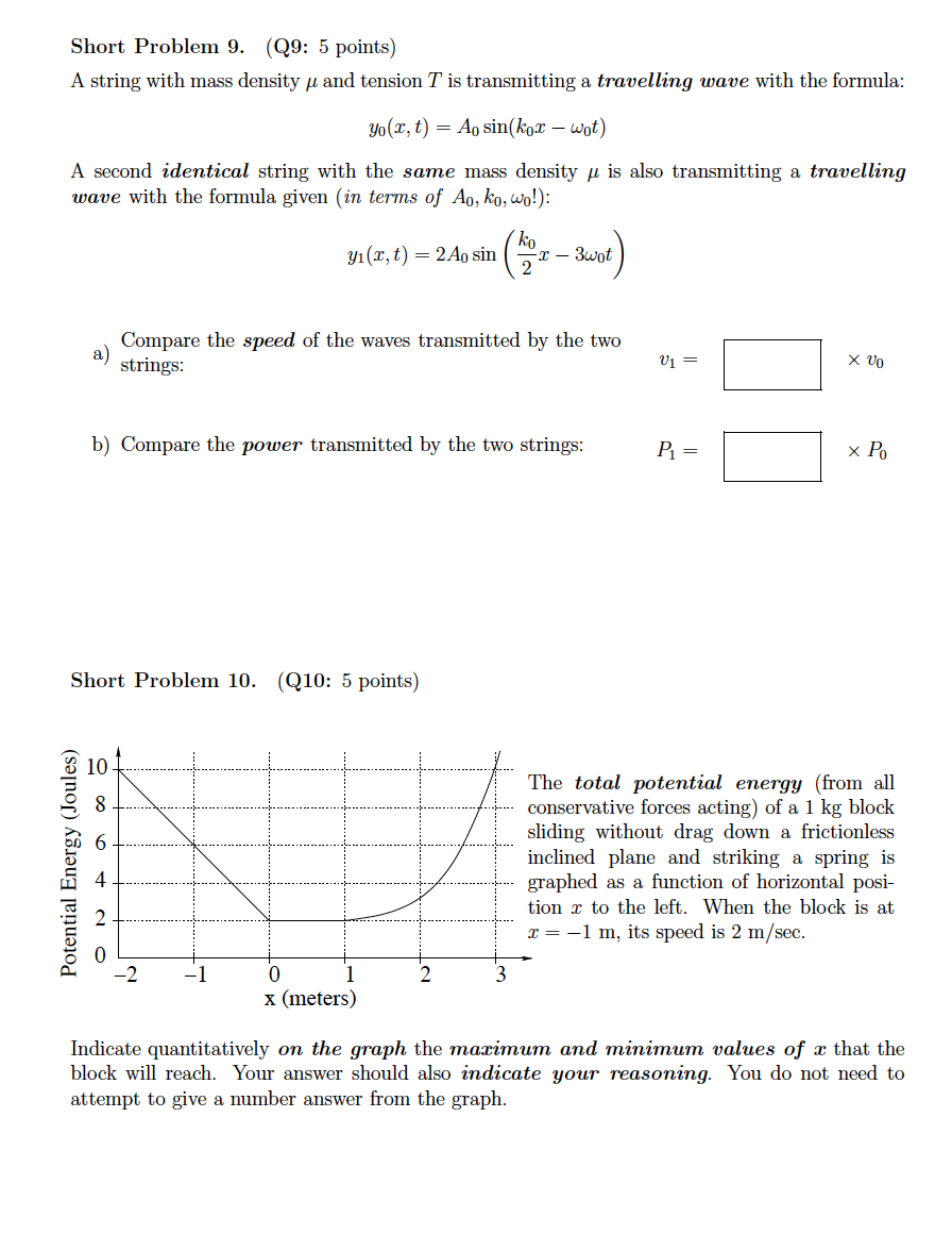 Solved Short Problem 9. (Q9: 5 points) A string with mass | Chegg.com