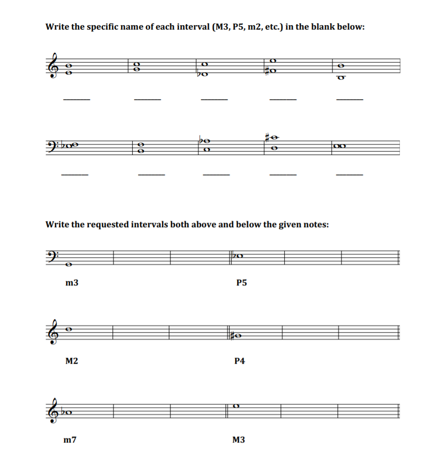 Write the specific name of each interval (M3, P5, m2, | Chegg.com