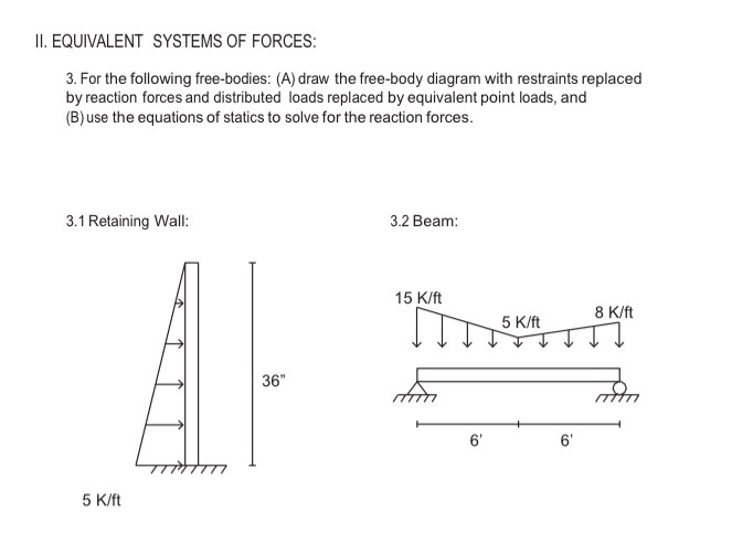 Solved Il. EQUIVALENT SYSTEMS OF FORCES: 3. For the | Chegg.com