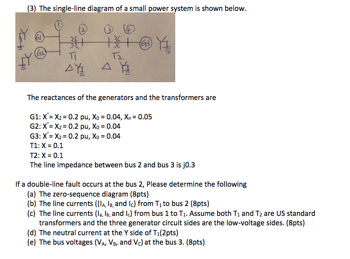 Solved 3 The Single Line Diagram Of A Small Power Syste Chegg Com