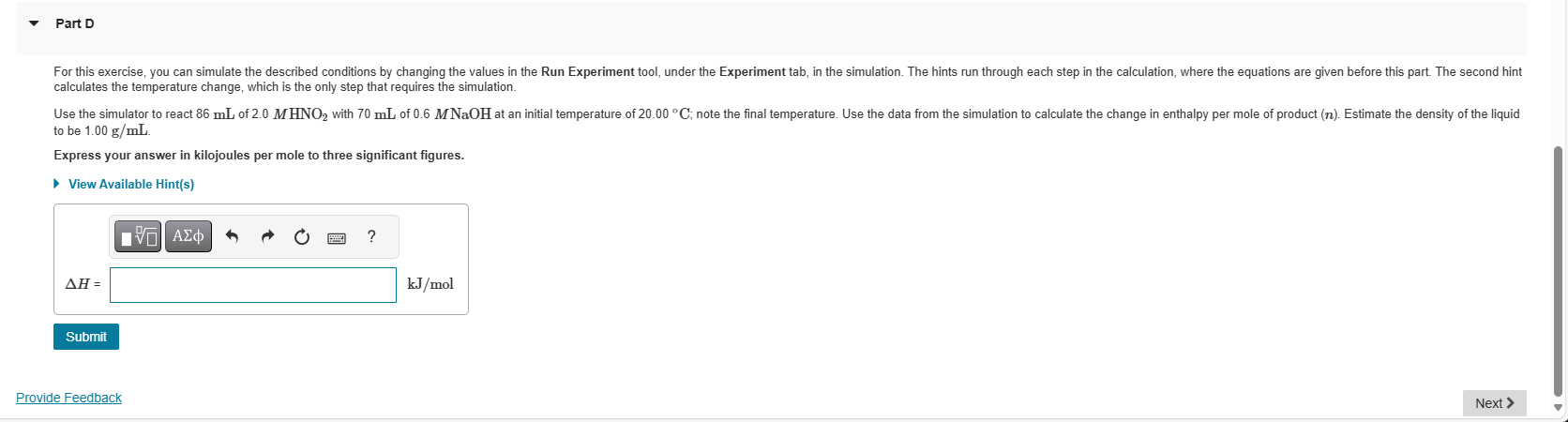 Solved Part D calculates the temperature change, which is | Chegg.com