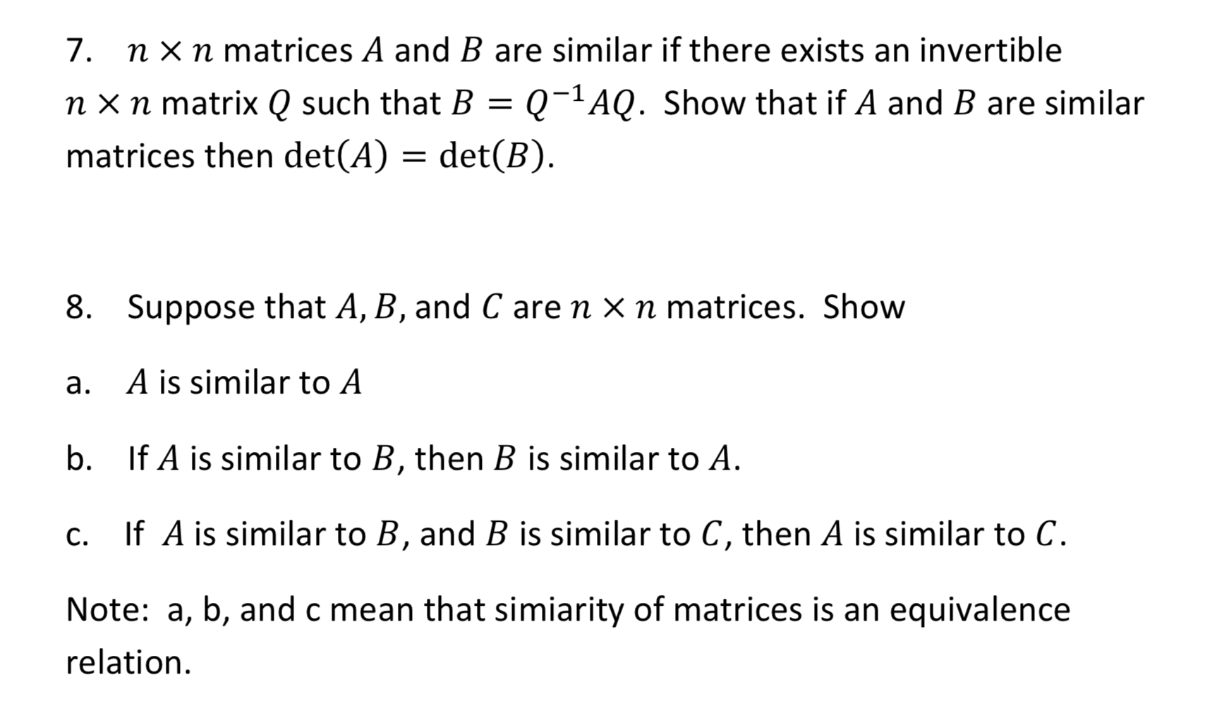 Solved N Xn Matrices A And B Are Similar If There Exists An | Chegg.com