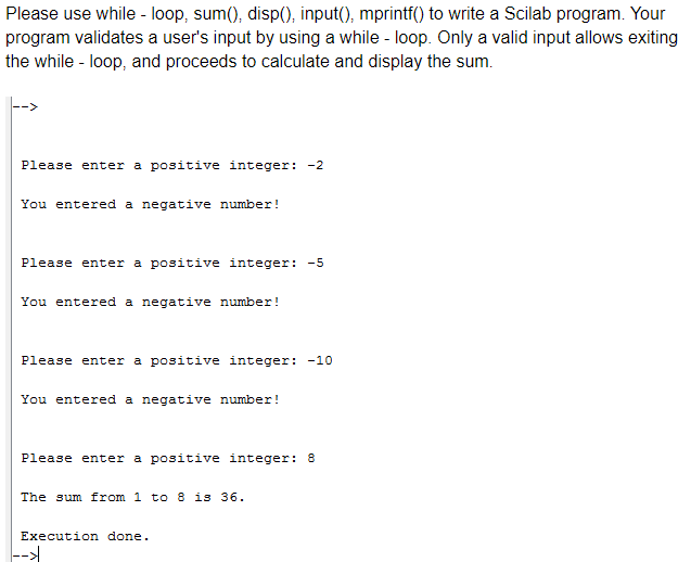 SOLVED: Using Scilab Please use a for-loop and mprintf() to write