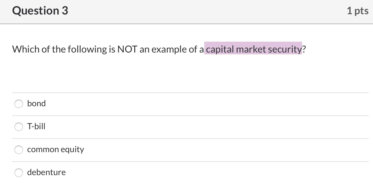 Solved Question 3 1 pts Which of the following is NOT an | Chegg.com