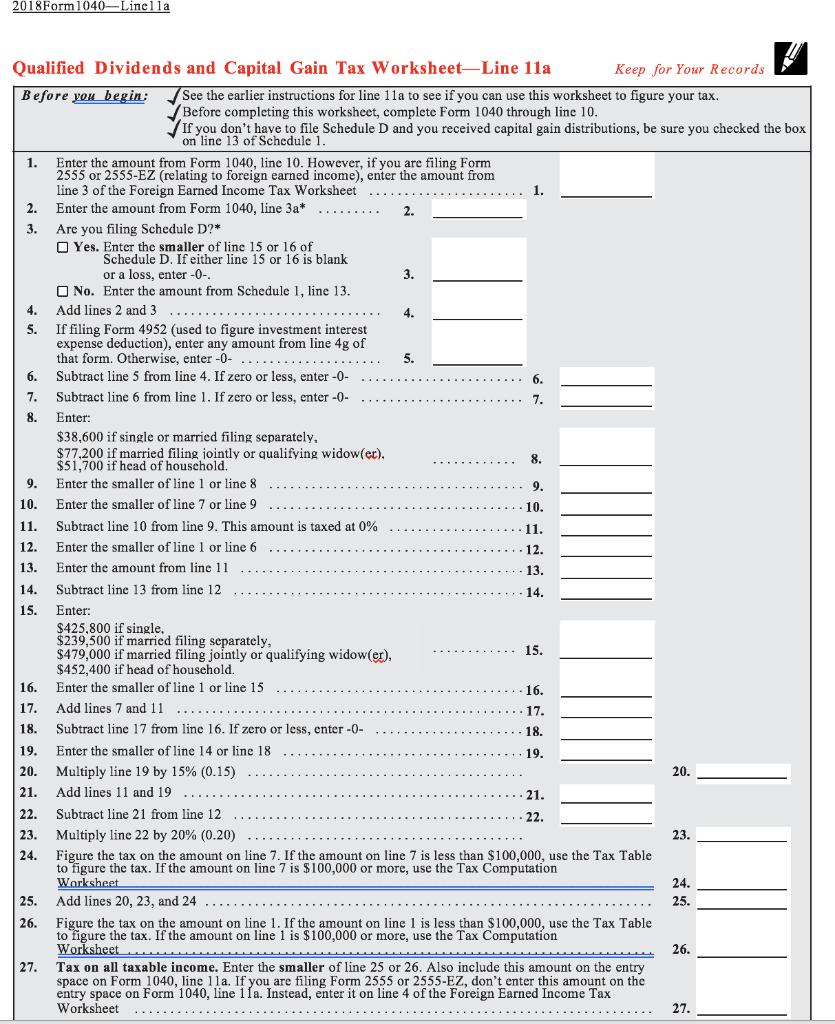 1040 Qualified Dividends Worksheet - Worksheet List