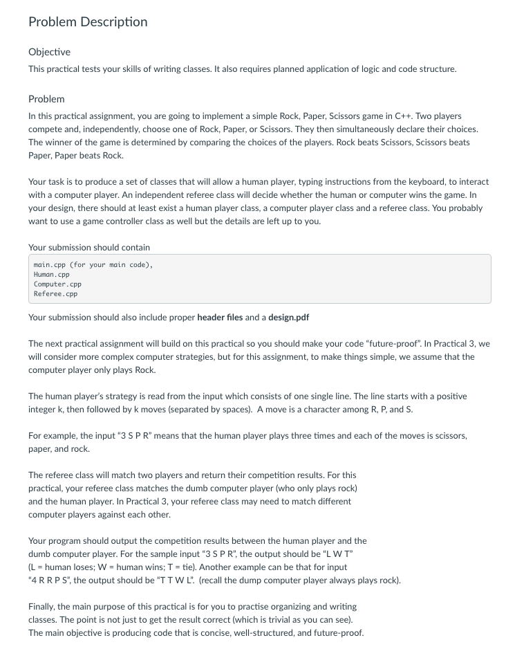 Solved Problem Description Objective This practical tests | Chegg.com