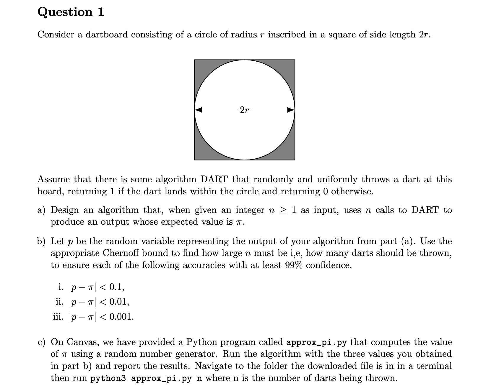Solved Consider a dartboard consisting of a circle of radius