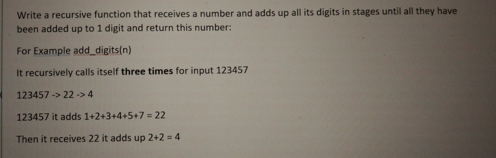 Solved Write a recursive function that receives a number and | Chegg.com
