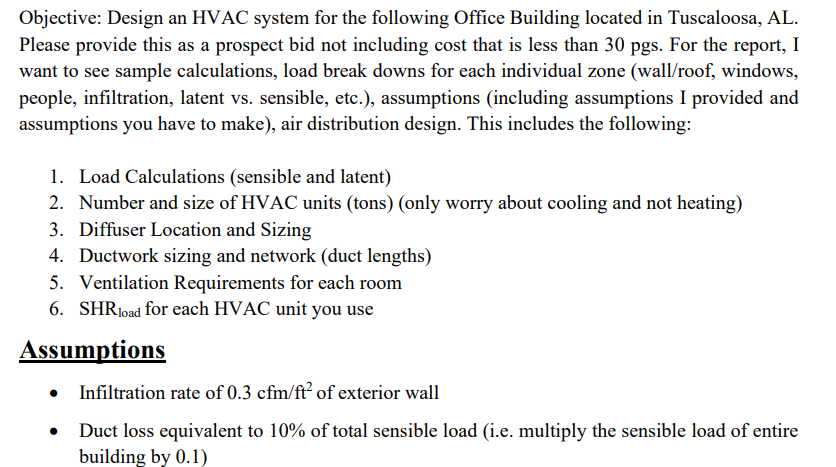 Solved Objective: Design an HVAC system for the following | Chegg.com