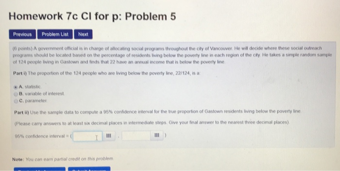 Solved Homework 7c CI for p: Problem 5 Previous Problem | Chegg.com