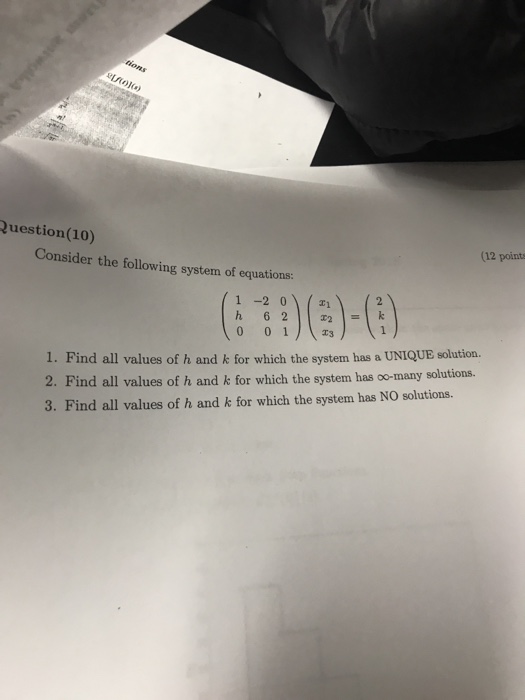 Solved Question(10) Consider the following system of | Chegg.com