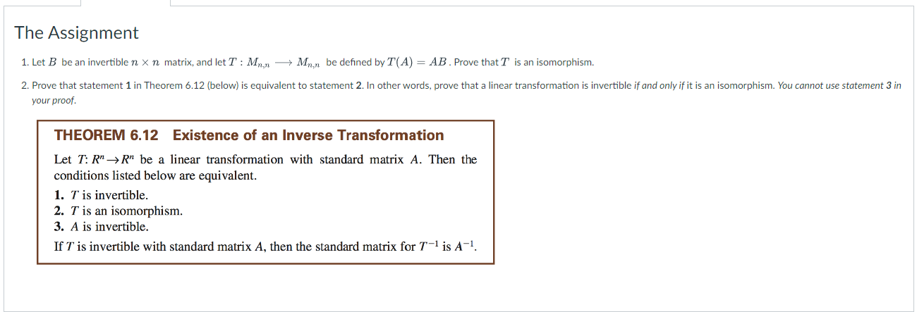 Solved 1 Let B Be An Invertible N×n Matrix And Let