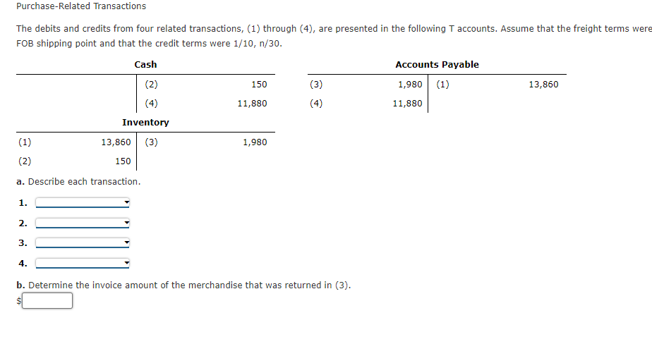 Solved PurchaseRelated Transactions The debits and credits
