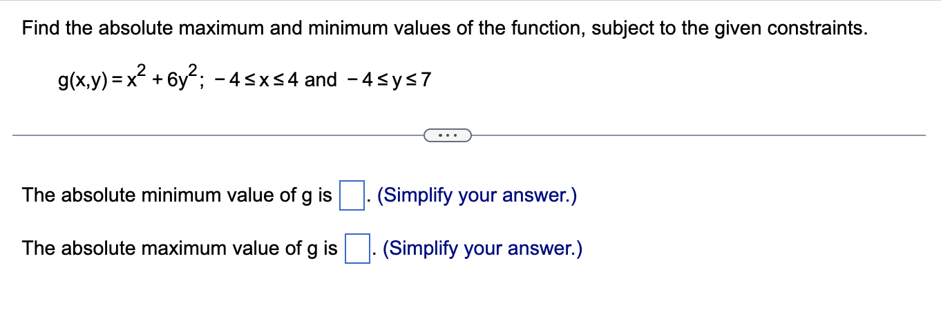 Solved Find the absolute maximum and minimum values of the | Chegg.com